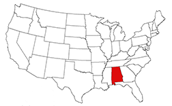 Study Alabama Map of the USA with the State of Alabama Highlighted